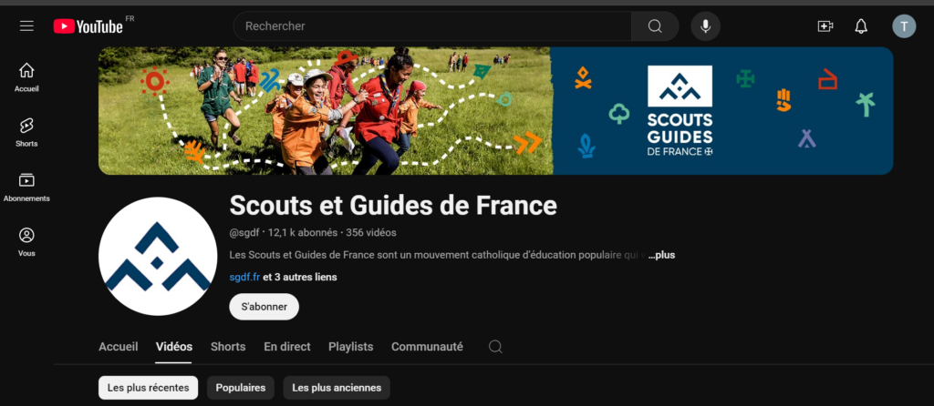 Page youtube des scouts et guides de France